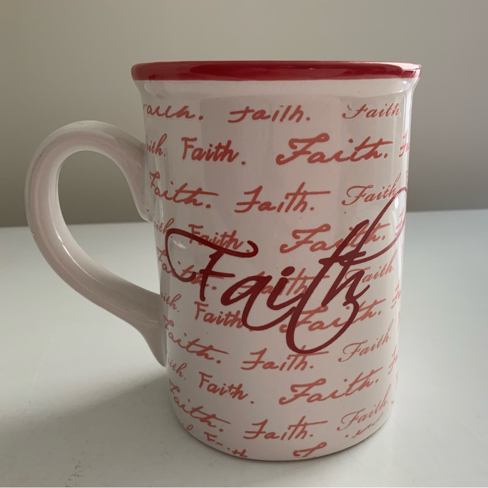 Faith Inspiration Words Mug Red and White 16 Oz made by Gibson Home